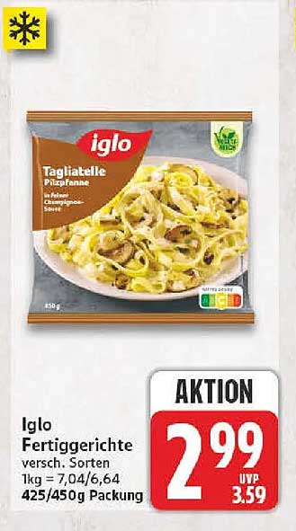 Iglo Fertiggerichte versch. Sorten 1kg = 7,04/6,64 425/450g Packung