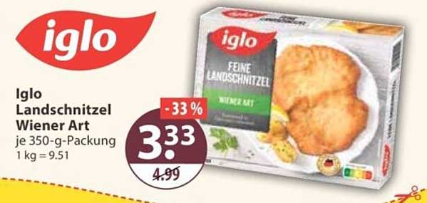 Iglo Landschnitzel Wiener Art je 350-g-Packung 1 kg = 9.51