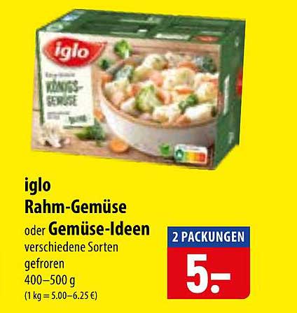 iglo Rahm-Gemüse oder Gemüse-Ideen verschiedene Sorten gefroren 400–500 g
