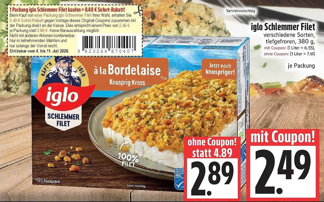 iglo Schlemmer Filet à la Bordelaise Knusprig Kross