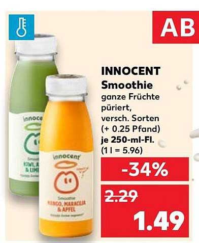 INNOCENT Smoothie ganze Früchte püriert, versch. Sorten (+ 0.25 Pfand) je 250-ml-Fl.