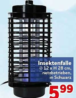 Insektenfalle Ø 12 x H 28 cm, netzbetrieben, in Schwarz