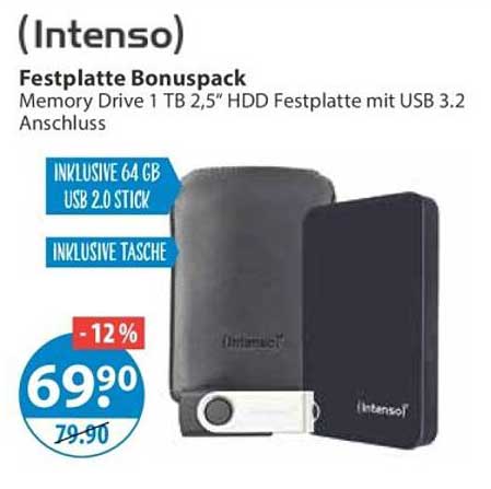 (Intenso) Festplatte Bonuspack Memory Drive 1 TB 2,5" HDD Festplatte mit USB 3.2 Anschluss