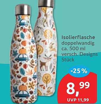 Isolierflasche doppelwandig ca. 500 ml versch. Designs Stück