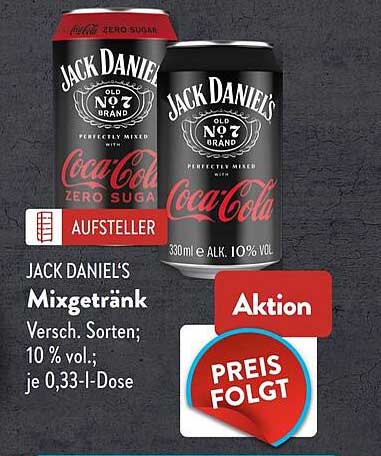 JACK DANIEL’S Mixgetränk Versch. Sorten; 10 % vol.; je 0,33-l-Dose