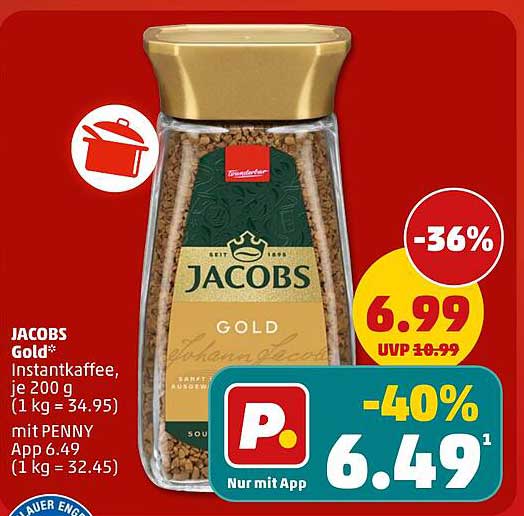 JACOBS Gold Instantkaffee, je 200 g
