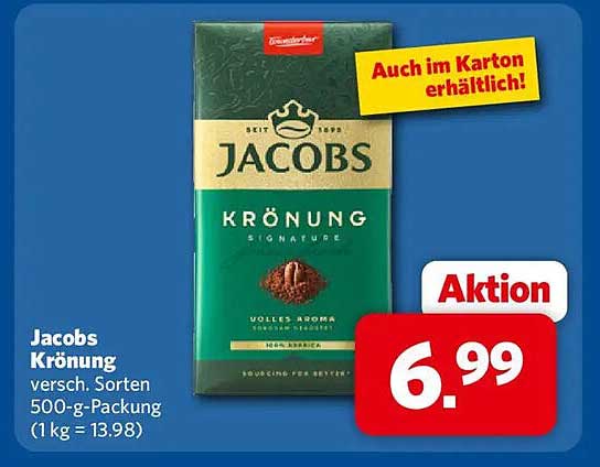 Jacobs Krönung versch. Sorten 500-g-Packung (1 kg = 13.98)