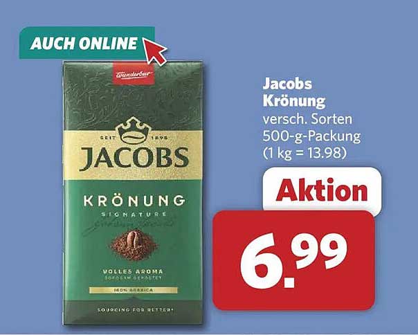 Jacobs Krönung versch. Sorten 500-g-Packung (1 kg = 13.98)