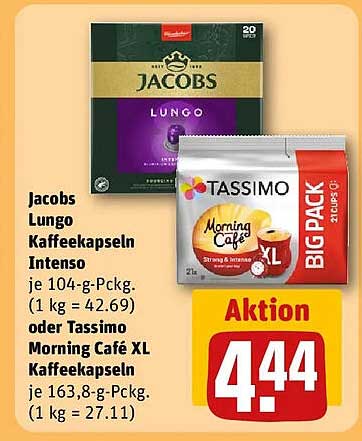 Jacobs Lungo Kaffeekapseln Intenso oder Tassimo Morning Café XL Kaffeekapseln