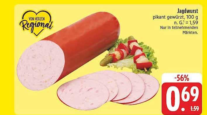 Jagdwurst pikant gewürzt, 100 g