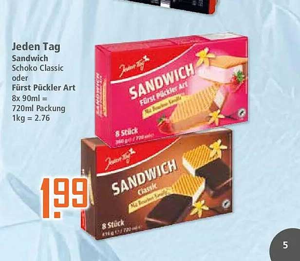 Jeden Tag Sandwich Schoko Classic oder Fürst Pückler Art