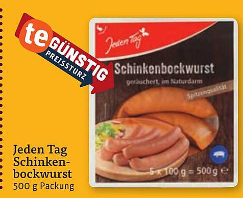 Jeden Tag Schinkenbockwurst 500 g Packung