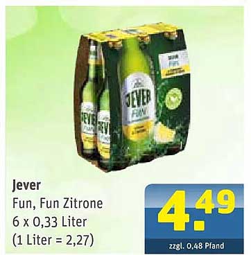 Jever Fun, Fun Zitrone 6 x 0,33 Liter (1 Liter = 2,27)