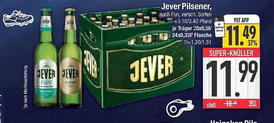 Jever Pilsener, auch Fun, versch. Sorten