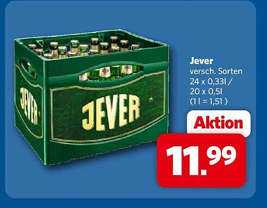 Jever versch. Sorten 24 x 0,33l / 20 x 0,5l (1 l = 1,51)