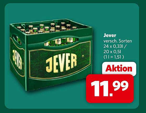 Jever versch. Sorten 24 x 0,33l / 20 x 0,5l (1 l = 1,51) Aktion