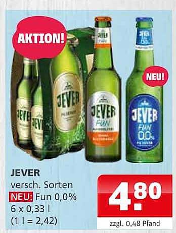 Jever versch. Sorten NEU: Fun 0,0% 6 x 0,33 l (1 l = 2,42)