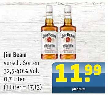 Jim Beam versch. Sorten 32,5-40% Vol. 0,7 Liter (1 Liter = 17,13)