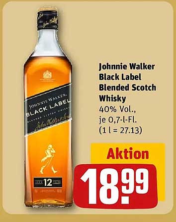 Johnnie Walker Black Label Blended Scotch Whisky 40% Vol., je 0,7-L-Fl. (1 l = 27.13)