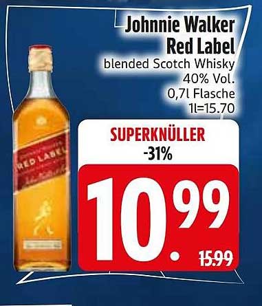 Johnnie Walker Red Label blended Scotch Whisky 40% Vol. 0,7l Flasche