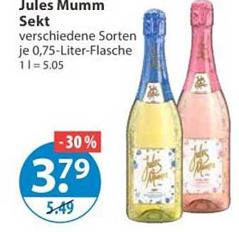 Jules Mumm Sekt verschiedene Sorten je 0,75-Liter-Flasche 1 l = 5.05