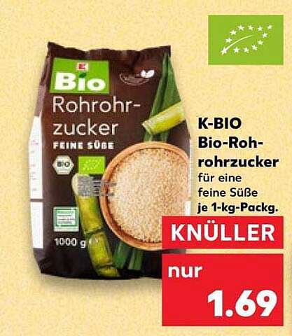 K-BIO Bio-Rohrzucker für eine feine Süße je 1-kg-Packg.