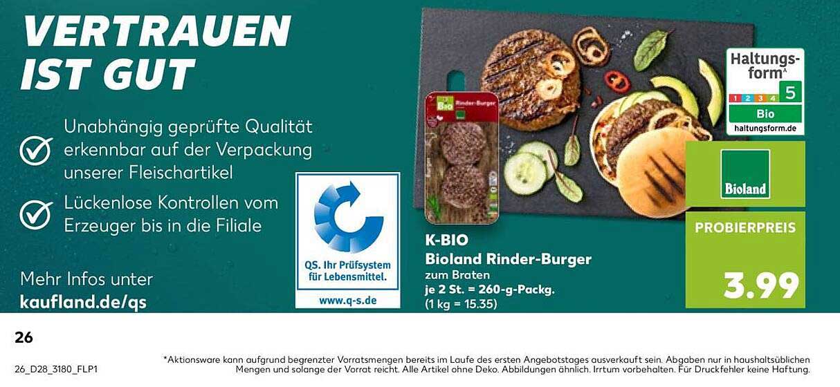 K-BIO Bioland Rinder-Burger