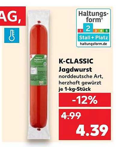 K-CLASSIC Jagdwurst norddeutsche Art, herzhaft gewürzt je 1-kg-Stück