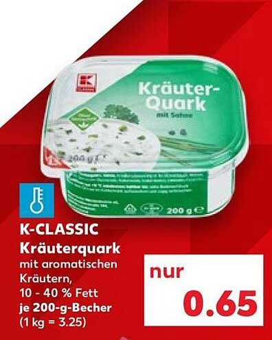 K-Cлассic Kräuterquark mit aromatischen Kräutern, 10 - 40 % Fett je 200-g-Becher