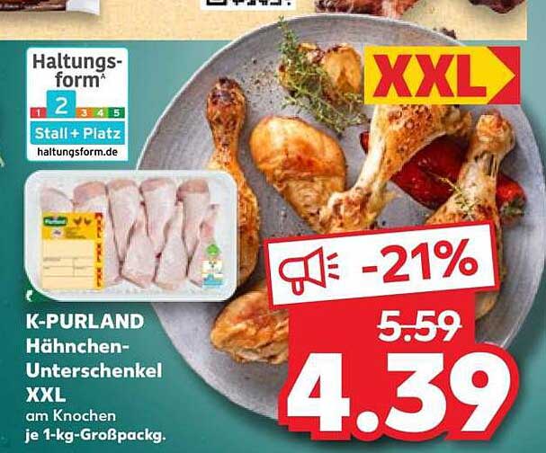 K-PURLAND Hähnchen-Unterschenkel XXL am Knochen je 1-kg-Großpackg.