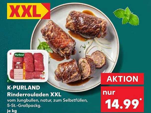 K-PURLAND Rinderrouladen XXL vom Jungbullen, natur, zum Selbstfüllen, 5-St.-Großpackg. je kg