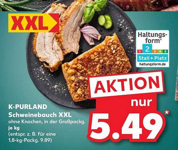 K-PURLAND Schweinebauch XXL ohne Knochen, in der Großpackg.