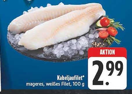Kabeljaufilet* mageres, weißes Filet, 100 g
