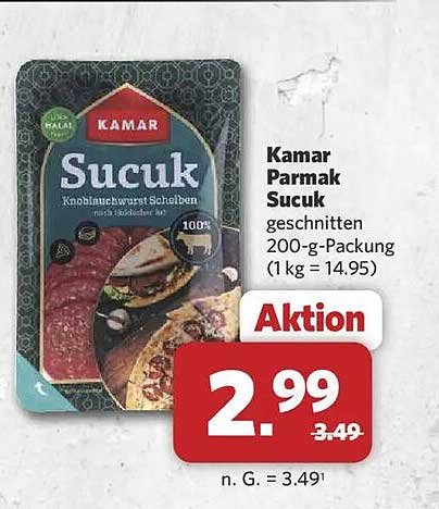 Kamar Parmak Sucuk geschnitten 200-g-Packung (1 kg = 14.95)