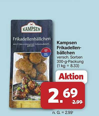 Kampsen Frikadellenbällchen versch. Sorten 300-g-Packung (1 kg = 8.33)