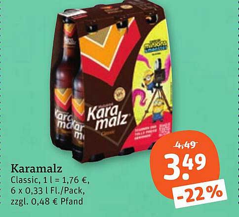 Karamalz Classic, 1 l = 1,76 €, 6 x 0,33 l Fl./Pack, zzgl. 0,48 € Pfand