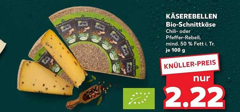 KÄSEREBELLEN Bio-Schnittkäse Chili- oder Pfeffer-Rebel, mind. 50 % Fett i. Tr. je 100 g