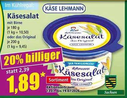 Käsesalat mit Birne je 180 g oder das Original je 200 g