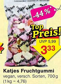 Katjes Fruchtgummi vegan, versch. Sorten, 700 g