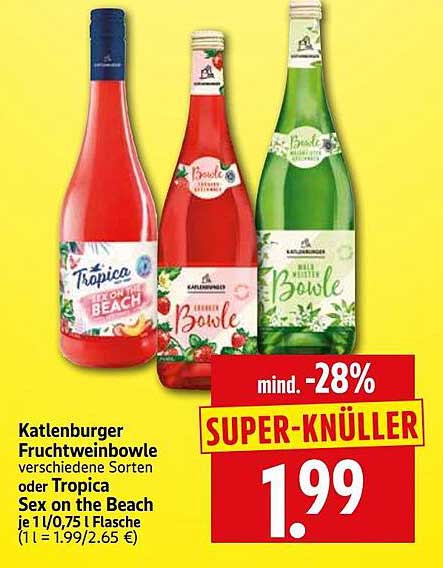 Katlenburger Fruchtweinbowle verschiedene Sorten oder Tropica Sex on the Beach