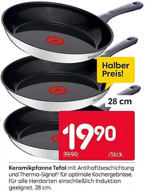 Keramikpfanne Tefal mit Antihaftbeschichtung und Thermo-Signal® für optimale Kochergebnisse. Für alle Herdarten einschließlich Induktion geeignet. 28 cm.