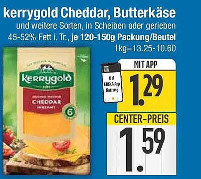 kerrygold Cheddar, Butterkäse und weitere Sorten, in Scheiben oder gerieben