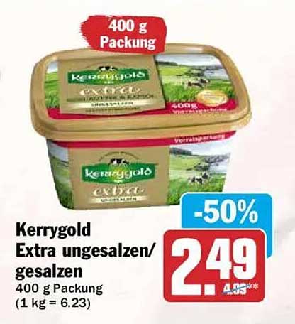 Kerrygold Extra ungesalzen/ gesalzen 400 g Packung (1 kg = 6.23)