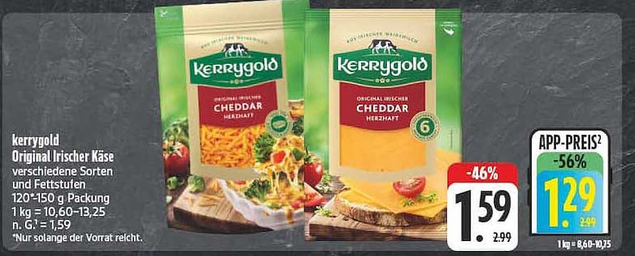Kerrygold Original irischer Käse verschiedene Sorten und Fettstufen 120-150 g Packung