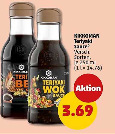 KIKKOMAN Teriyaki Sauce* Versch. Sorten, je 250 ml (1 l = 14.76)