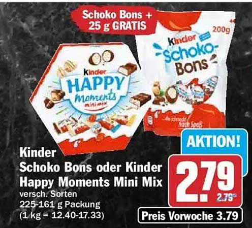 Kinder Schoko Bons oder Kinder Happy Moments Mini Mix