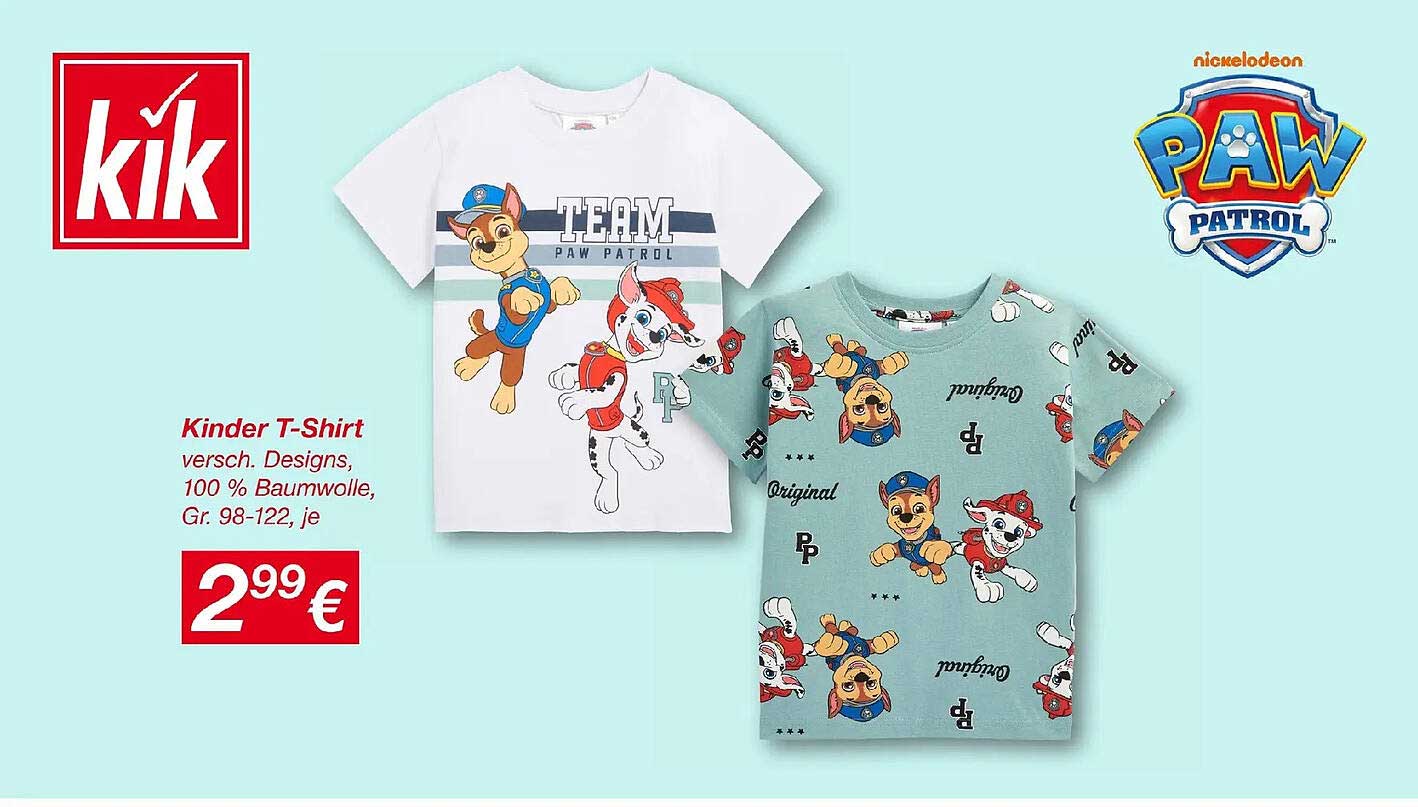 Kinder T-Shirt versch. Designs, 100 % Baumwolle, Gr. 98-122, je