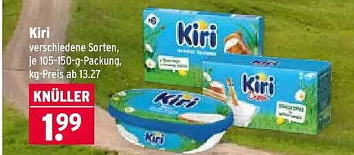 Kiri verschiedene Sorten, je 105-150-g-Packung, kg-Preis ab 13.27