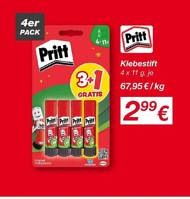 Klebestift 4 x 11 g, je