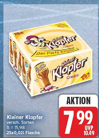 Kleiner Klopfer versch. Sorten 1l = 15,98 25x0,02l Flasche